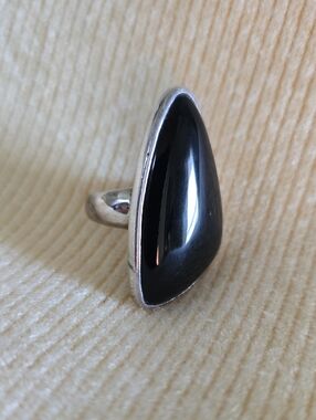 Black Onyx Teardrop Stone Silver Ring By BARSE